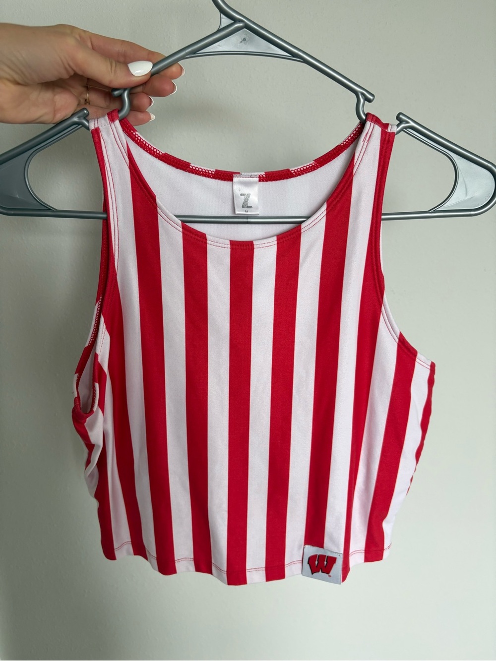 Striped Red & White Cropped Tank Top